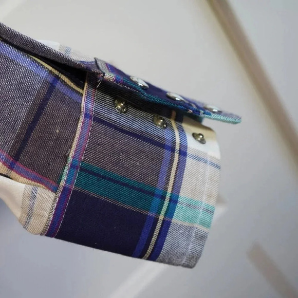 Wrangler Long Sleeve Mens 17-36 Plaid‎ X-Long Tails Pre-Shrunk Made in USA - Picture 7 of 8